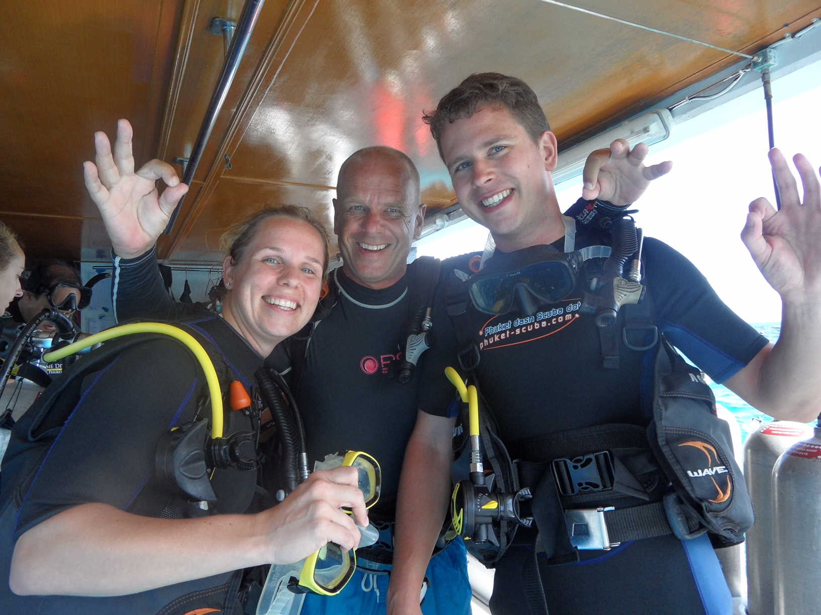 Steven with open water students on the Phuket dash Scuba diveboat.